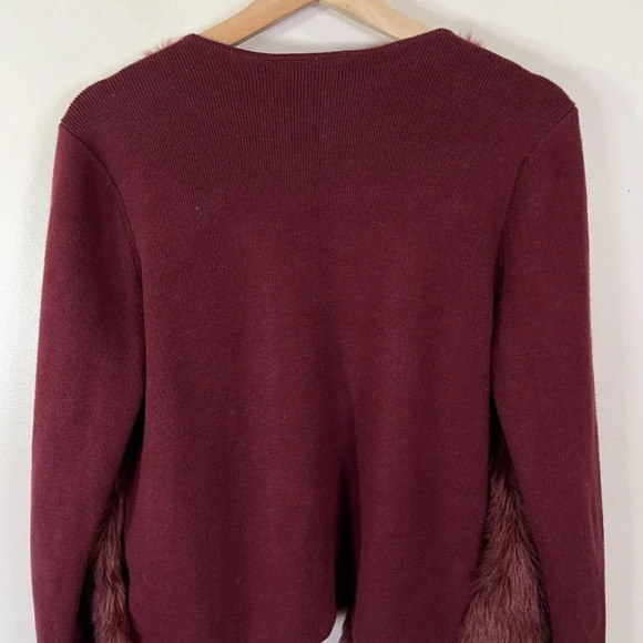 Banana Republic Faux Fur Burgundy Open Cardigan - Picture 14 of 16